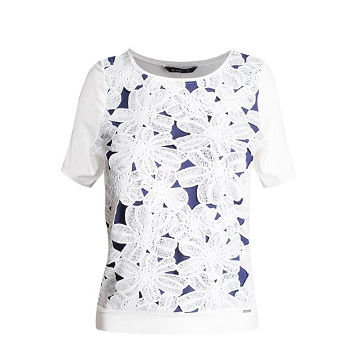 Bluza z kwiatową aplikacją e-monnari bialy bez wzorów/nadruków