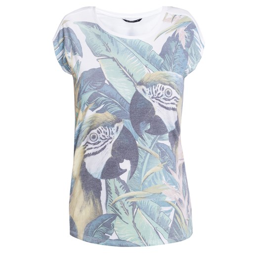 T-shirt z papugami e-monnari mietowy Bluzki z krótkim rękawem
