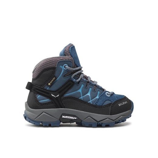 Trekkingi Salewa Jr Alp Trainer Mid Gtx GORE-TEX 64010-0365 Niebieski ze sklepu eobuwie.pl w kategorii Buty trekkingowe dziecięce - zdjęcie 181303590