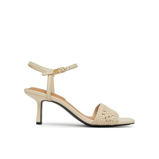 Sandały Tommy Hilfiger Crochet Lthr Kitten Sandal FW0FW08587 Beżowy ze sklepu eobuwie.pl w kategorii Sandały damskie - zdjęcie 181319073