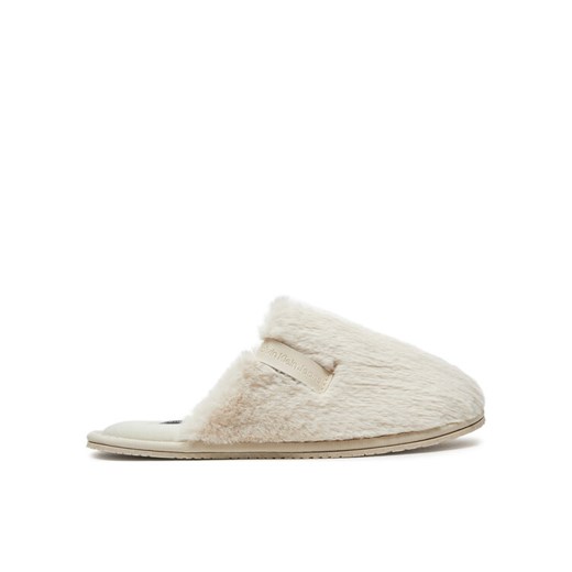 Kapcie Calvin Klein Jeans Hotel Slipper Fur After Glow YW0YW01593 Écru ze sklepu eobuwie.pl w kategorii Kapcie damskie - zdjęcie 181328473