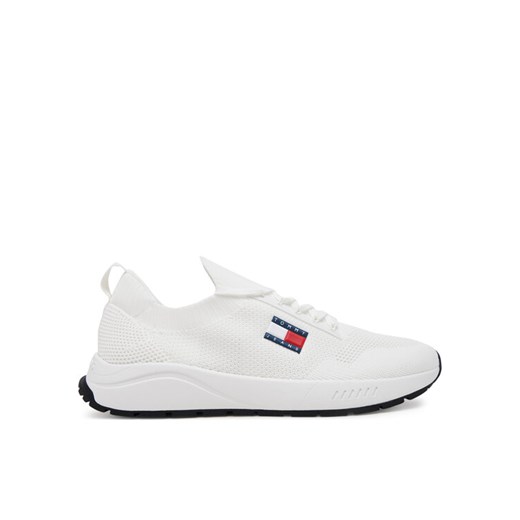 Sneakersy Tommy Jeans Runner Kntitted EM0EM01555 Biały ze sklepu eobuwie.pl w kategorii Buty sportowe męskie - zdjęcie 181335553