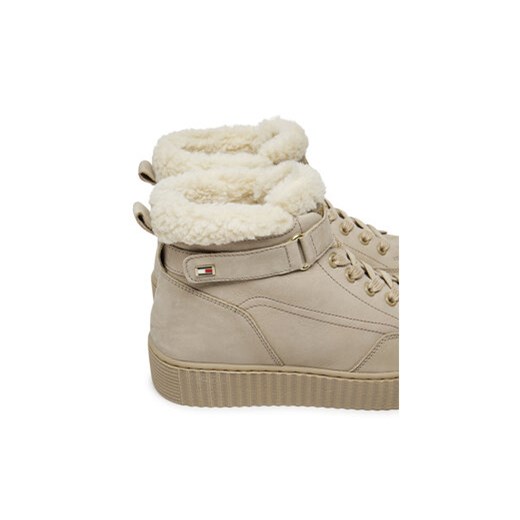 Sneakersy Tommy Hilfiger Faux Fur Nubuck Low Lace-Up FW0FW08172 Beżowy Tommy Hilfiger 37 eobuwie.pl