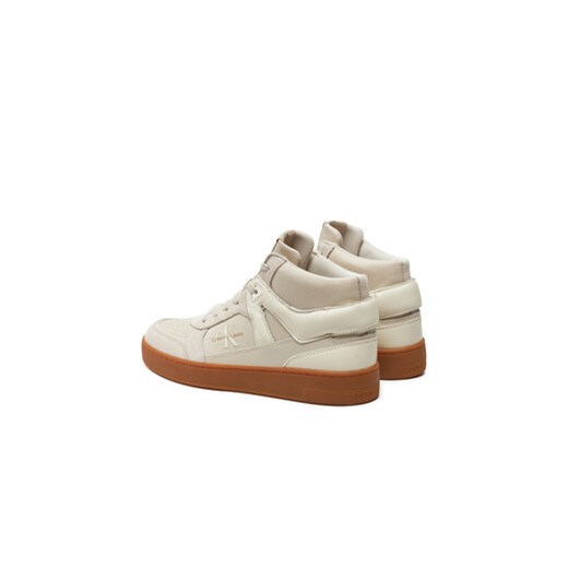 Sneakersy Calvin Klein Jeans Basket Cup Mid Laceup Lth Ml Mtr YM0YM00995 Écru 43 eobuwie.pl