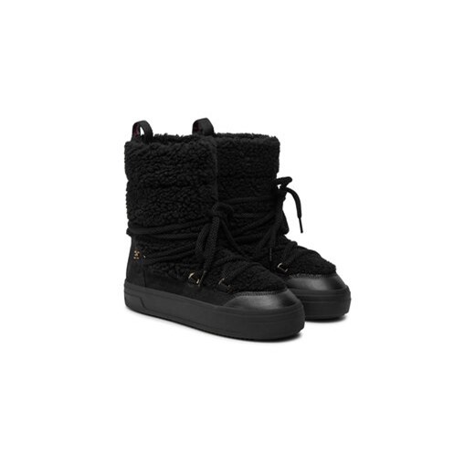 Śniegowce Tommy Hilfiger Lace-Up Faux Shearling Snowboot FW0FW08252 Czarny Tommy Hilfiger 40 eobuwie.pl