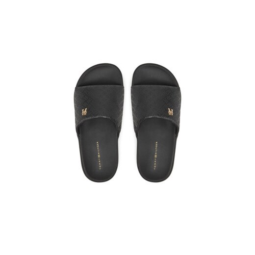 Klapki Tommy Hilfiger Platform Monogram Poolslide FW0FW08526 Czarny Tommy Hilfiger 39 eobuwie.pl