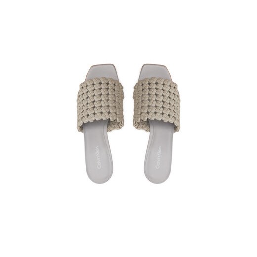 Klapki Calvin Klein Heel Mule Sandal 70 Latt HW0HW02144 Beżowy Calvin Klein 37 eobuwie.pl