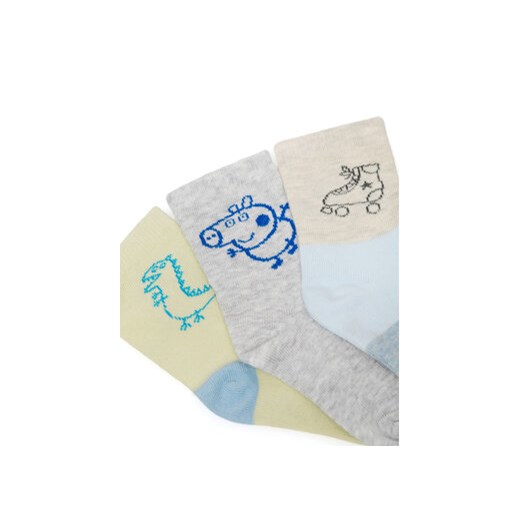 Zestaw 3 par wysokich skarpet dziecięcych Peppa Pig ACCS-SS24-234PP-A Niebieski Peppa Pig 27_30 eobuwie.pl