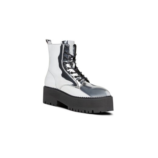 Botki Tommy Jeans Tjw Flatform Zip Up Metallic EN0EN02403 Szary Tommy Jeans 38 eobuwie.pl