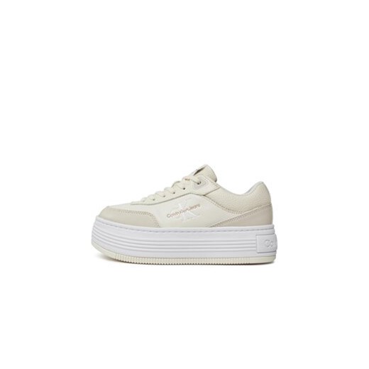 Sneakersy Calvin Klein Jeans Bold Flatf Low Lace Mix Ml Fad YW0YW01316 Beżowy 41 eobuwie.pl