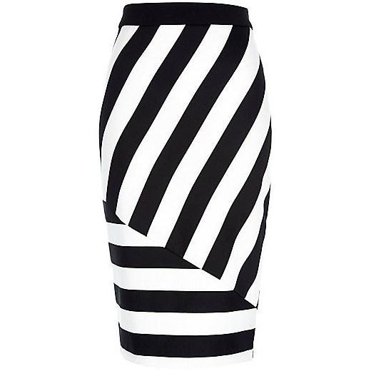 Black and white stripe pencil skirt river-island bialy 