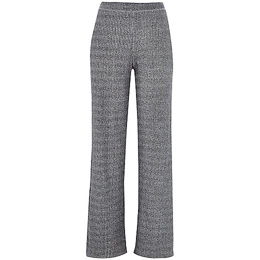 Grey ribbed wide leg trousers river-island szary 