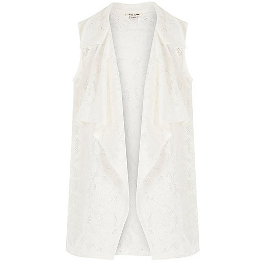 Girls white lace draped cover up river-island  