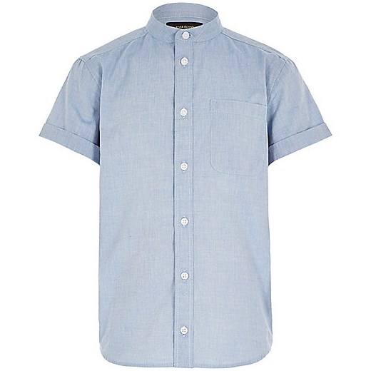 Boys blue chambray grandad shirt river-island niebieski 