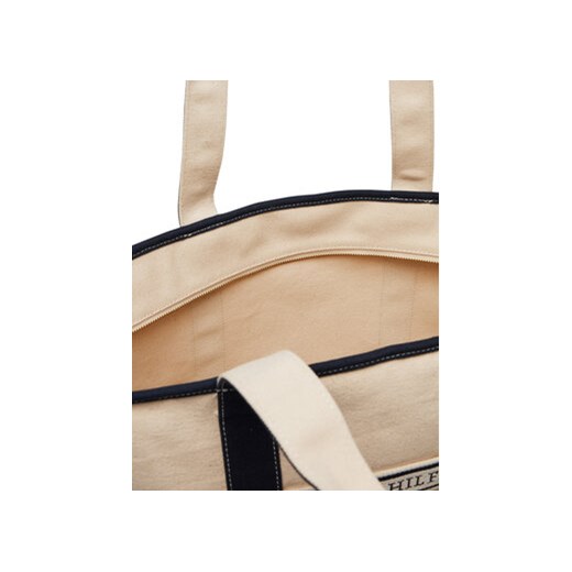 Torebka Tommy Hilfiger Th Summer Canvas Tote AW0AW17421 Beżowy Tommy Hilfiger 00 eobuwie.pl