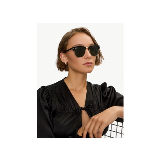 Okulary przeciwsłoneczne Ray-Ban Clubmaster 0RB3016 W0365 Czarny 55 eobuwie.pl