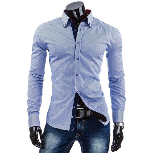 Koszula z długim rękawem (dx0798) dstreet niebieski bawełna