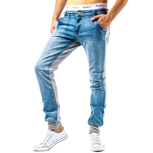 Spodnie sportowe męskie (ux0262) dstreet niebieski bawełna