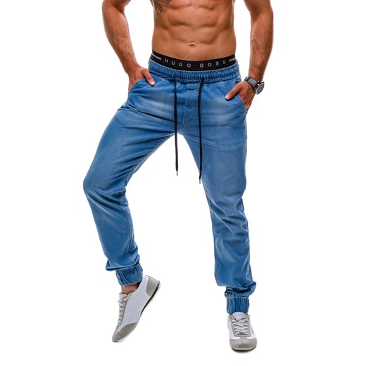 Spodnie męskie joggery LAST ARISTOCRAT 615 niebieskie denley-pl niebieski Jeansy bootcut męskie
