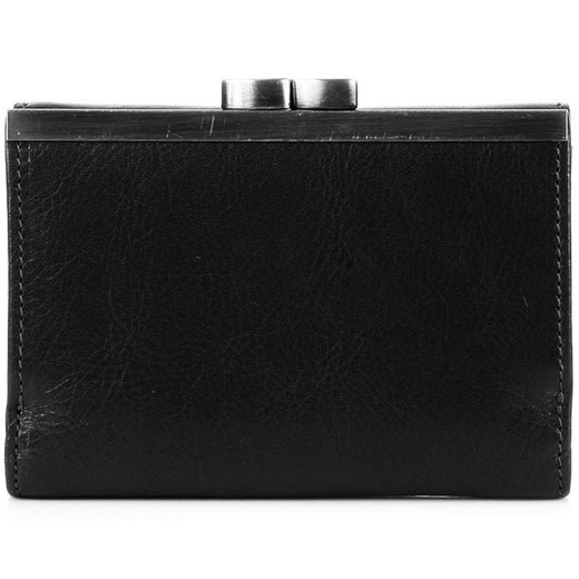 KRENIG Classic 12009 czarny ekskluzywny skórzany portfel damski skorzana-com czarny przezroczysta kieszeń
