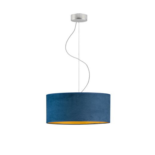 Nowoczesny welurowy zwis HAJFA VELUR fi - 40 cm - kolor granatowy ze złotym wnętrzem ze sklepu Lysne w kategorii Lampy wiszące - zdjęcie 181815494