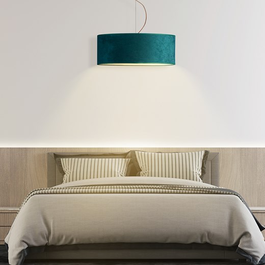 Designerski żyrandol do sypialni HAJFA VELUR fi - 50 cm kolor zieleń butelkowa ze sklepu Lysne w kategorii Lampy wiszące - zdjęcie 181815992