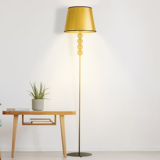 Czarna lampa stojąca ze złotym kloszem SEUL MIRROR w stylu glamour ze sklepu Lysne w kategorii Lampy podłogowe - zdjęcie 181816493