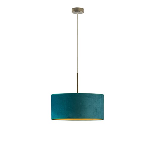 Lampa wisząca z welurowym abażurem SINTRA VELUR fi - 40 cm - kolor butelkowa zieleń ze złotym wnętrzem ze sklepu Lysne w kategorii Lampy wiszące - zdjęcie 181817604