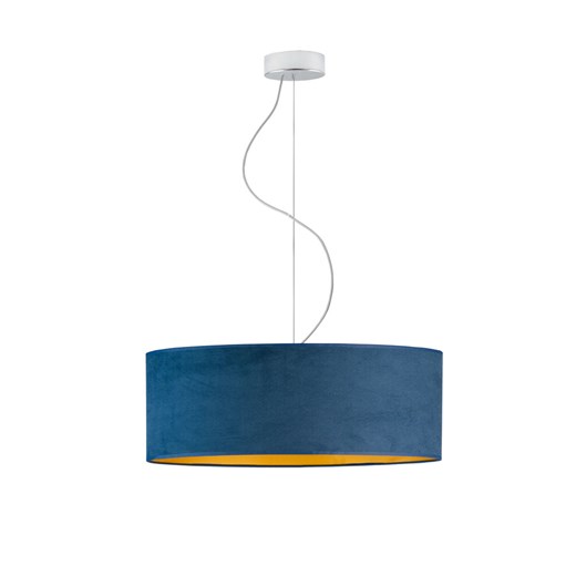 Lampa wisząca z welurowym abażurem HAJFA VELUR fi - 50 cm kolor granatowy ze złotym wnętrzem ze sklepu Lysne w kategorii Lampy wiszące - zdjęcie 181818771