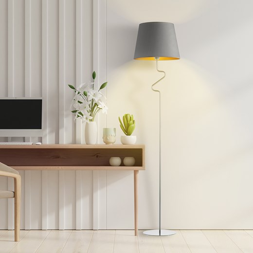 Eklektyczna lampa podłogowa do salonu FOGO GOLD w kolorze szarym ze sklepu Lysne w kategorii Lampy podłogowe - zdjęcie 181819152