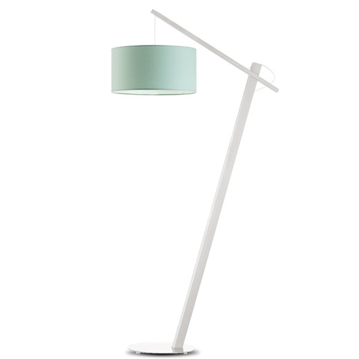 Biało-miętowa lampa podłogowa z tkaninowym abażurem TORINO do pokoju dziecięcego ze sklepu Lysne w kategorii Lampy podłogowe - zdjęcie 181819210
