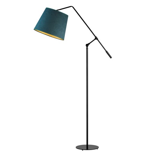 Czarna lampa podłogowa z wysięgnikiem FOYA VELUR z abażurem ze złotym wnętrzem ze sklepu Lysne w kategorii Lampy podłogowe - zdjęcie 181819271