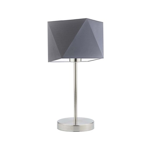 Chromowana lampka nocna do sypialni WUHU z szarym kloszem ze sklepu Lysne w kategorii Lampy stołowe - zdjęcie 181819570