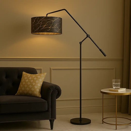 Lampa podłogowa z regulowanym ramieniem do czytania LIBERIA MARMUR ze sklepu Lysne w kategorii Lampy podłogowe - zdjęcie 181820350