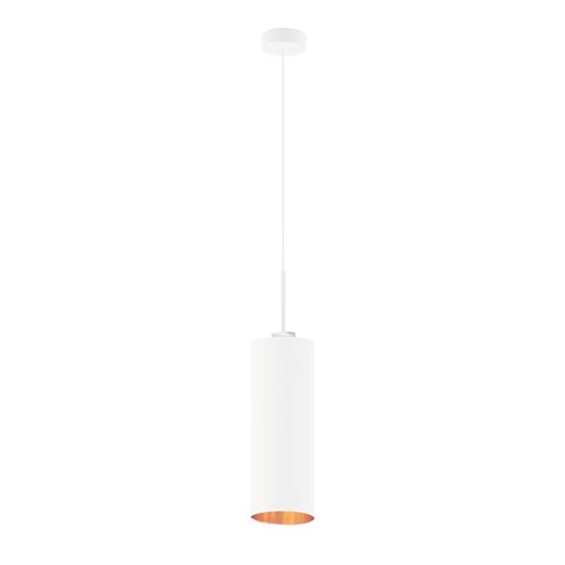 Biała lampa wisząca nad wyspę kuchenną ELBA GOLD z kloszem w kształcie tuby ze sklepu Lysne w kategorii Lampy wiszące - zdjęcie 181820394