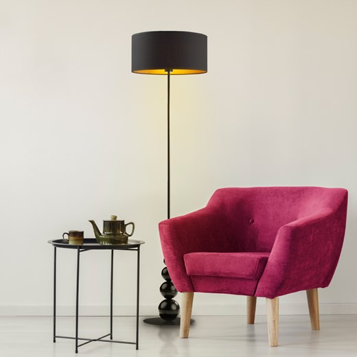 Czarna lampa podłogowa do czytania ROMA GOLD ze sklepu Lysne w kategorii Lampy podłogowe - zdjęcie 181820491