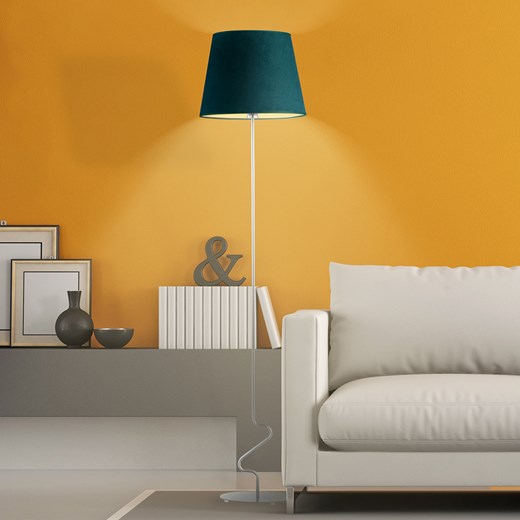 Srebrna lampa podłogowa do salonu SURAT VELUR ze sklepu Lysne w kategorii Lampy podłogowe - zdjęcie 181821900