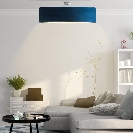 Duży plafon sufitowy do salonu GRENADA VELUR fi - 80 cm - kolor granatowy ze sklepu Lysne w kategorii Lampy sufitowe - zdjęcie 181822120