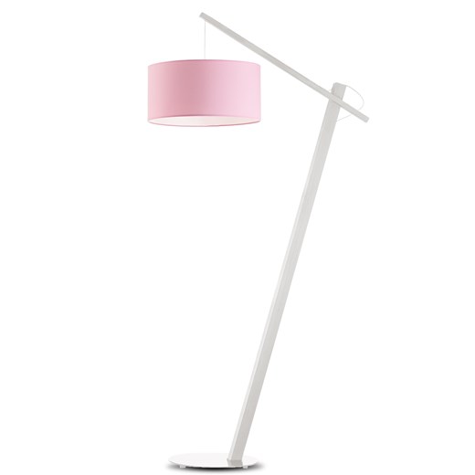 Drewniana lampa stojąca z różowym abażurem TORINO ze sklepu Lysne w kategorii Lampy podłogowe - zdjęcie 181822800