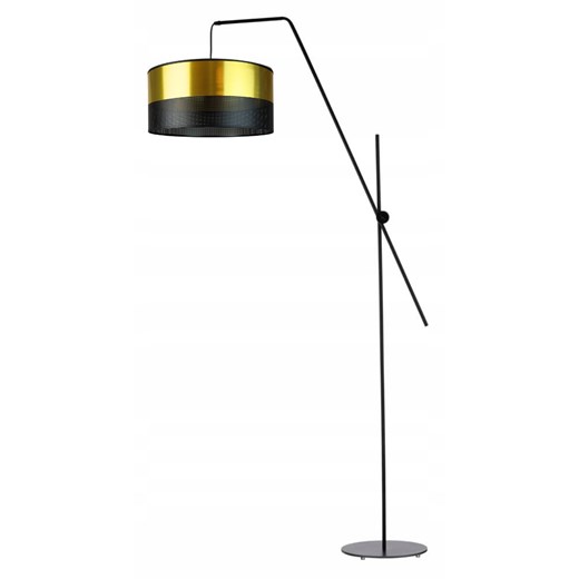 Czarna lampa podłogowa na długim wysięgniku BILBAO GLAM w stylu glamour ze złotymi elementami ze sklepu Lysne w kategorii Lampy podłogowe - zdjęcie 181823021