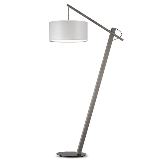 Drewniana lampa podłogowa na jednej nodze TORINO z ciemnoszarym abażurem ze sklepu Lysne w kategorii Lampy podłogowe - zdjęcie 181823214
