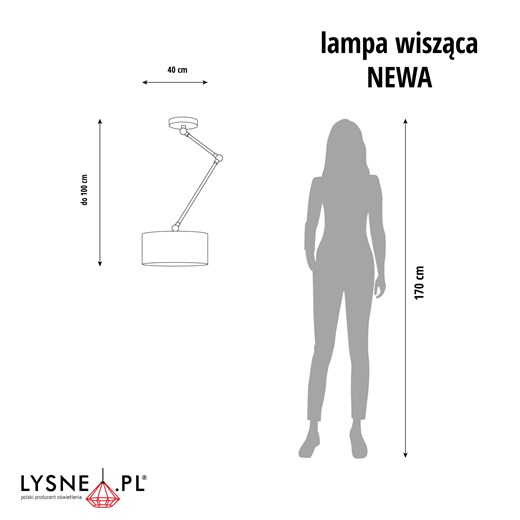 Czarna lampa sufitowa na wysięgniku NEWA VELUR z welurowym abażurem ze sklepu Lysne w kategorii Lampy sufitowe - zdjęcie 181824963
