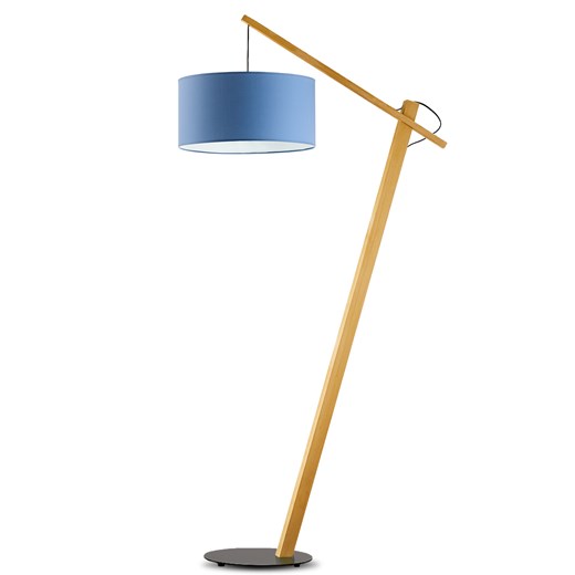Drewniana lampa podłogowa na jednej nodze TORINO z niebieskim abażurem ze sklepu Lysne w kategorii Lampy dziecięce - zdjęcie 181825010