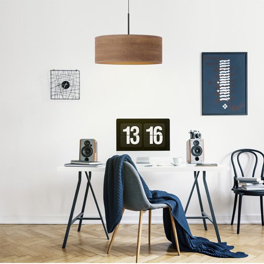 Lampa wisząca z fornirowym abażurem SINTRA ECO fi - 40 cm - kolor orzechowy ze sklepu Lysne w kategorii Lampy wiszące - zdjęcie 181826824