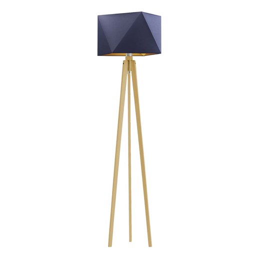 Drewniana lampa podłogowa trójnóg z abażurem BOMBAJ GOLD ze sklepu Lysne w kategorii Lampy podłogowe - zdjęcie 181827351
