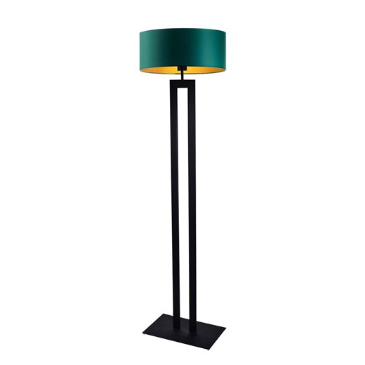Czarna lampa podłogowa z abażurem w kolorze butelkowej zieleni KALIFORNIA GOLD ze sklepu Lysne w kategorii Lampy podłogowe - zdjęcie 181829294