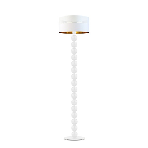 Biała lampa stojąca ze złotym abażurem w stylu glamour GIZA GLAM ze sklepu Lysne w kategorii Lampy podłogowe - zdjęcie 181832162