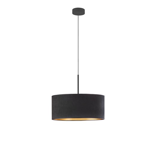 Czarny żyrandol z welurowym kloszem SINTRA VELUR fi - 40 cm - kolor czarny ze złotym wnętrzem ze sklepu Lysne w kategorii Lampy wiszące - zdjęcie 181834162