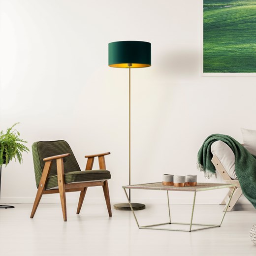 Lampa stojąca lampa podłogowa Led E27 do salonu butelkowa zieleńWERONA GOLD ze sklepu Lysne w kategorii Lampy podłogowe - zdjęcie 181836494