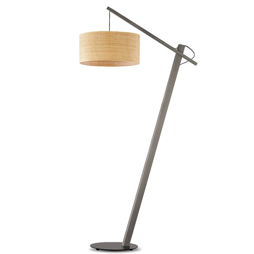Drewniana lampa stojąca do salonu z rattanowym abażurem TORINO BOHO ze sklepu Lysne w kategorii Lampy podłogowe - zdjęcie 181838244